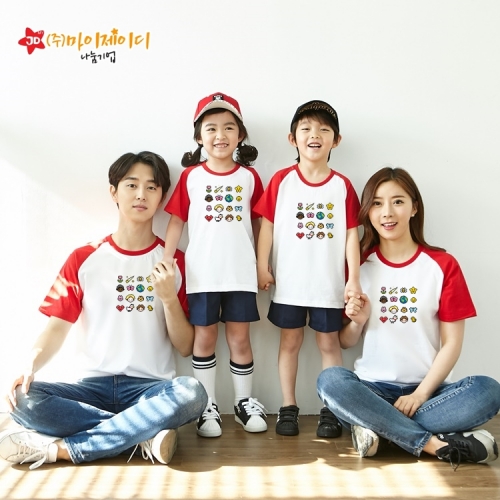 국산 순면 나그랑 반팔 티셔츠 픽셀 프렌즈