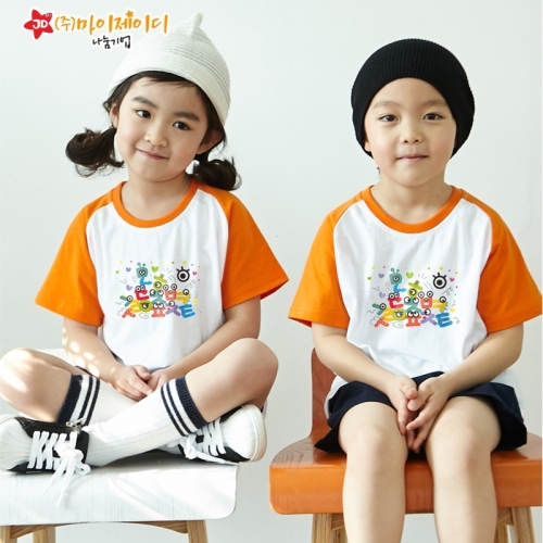 국산 순면 나그랑 반팔 티셔츠 와글와글 한글