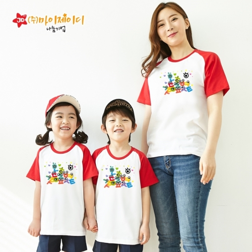 국산 순면 나그랑 반팔 티셔츠 와글와글 한글