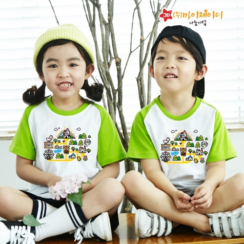 국산 순면 나그랑 반팔 티셔츠 놀이동산 탐험대