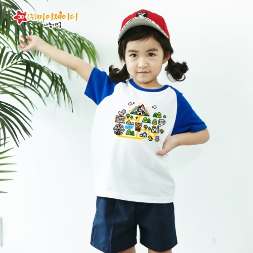 국산 순면 나그랑 반팔 티셔츠 놀이동산 탐험대