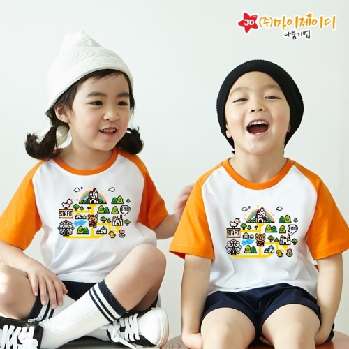 국산 순면 나그랑 반팔 티셔츠 놀이동산 탐험대